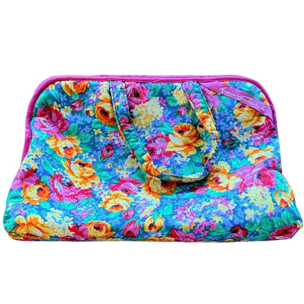 Gloria Vanderbilt Vintage Cosmetic Bag Floral Quilted Travel Case Multi Women